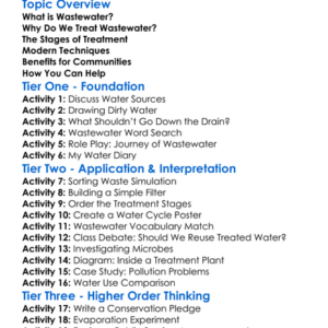 Wastewater Treatment Worksheet Activity Booklet