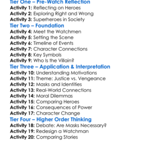 Watchmen 2009 Worksheet Activity Booklet