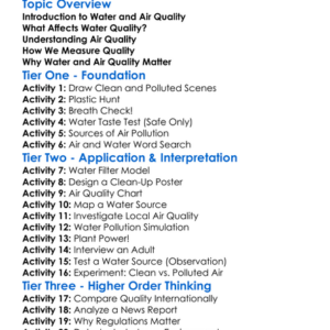 Water And Air Quality Worksheet Activity Booklet
