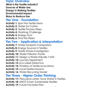 Water And Energy Use In Textiles Worksheet Activity Booklet