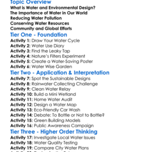 Water And Environmental Design Worksheet Activity Booklet