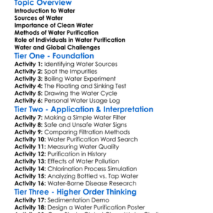Water And Its Purification Worksheet Activity Booklet