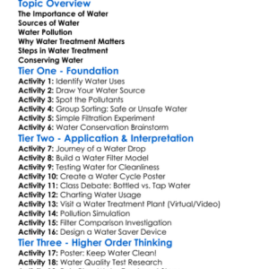 Water And Its Treatment Worksheet Activity Booklet