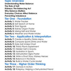Water And Salt Balance Worksheet Activity Booklet