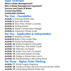Water And Waste Management Worksheet Activity Booklet
