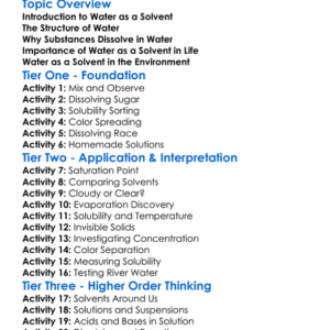 Water As A Solvent Worksheet Activity Booklet