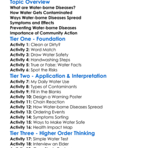 Water-Borne Diseases Worksheet Activity Booklet