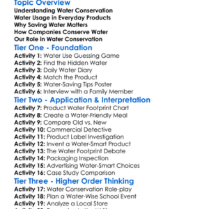 Water Conservation In Products Worksheet Activity Booklet