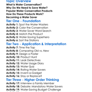 Water Conservation Products Worksheet Activity Booklet