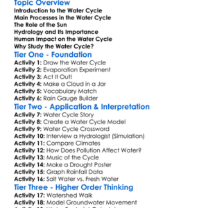 Water Cycle And Hydrology Worksheet Activity Booklet