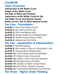 Water Cycle And Its Biological Significance Worksheet Activity Booklet