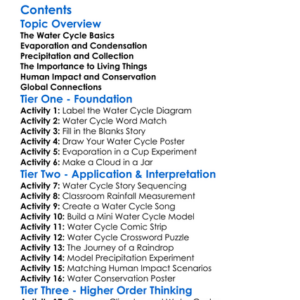 Water Cycle And Its Importance To Life Worksheet Activity Booklet