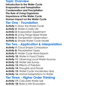 Water Cycle And Living Organisms Worksheet Activity Booklet
