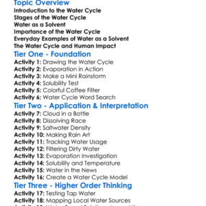 Water Cycle And Water As A Solvent Worksheet Activity Booklet