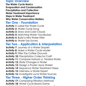 Water Cycle And Water Treatment Worksheet Activity Booklet