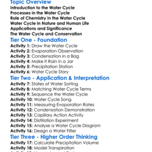 Water Cycle In Chemistry Worksheet Activity Booklet