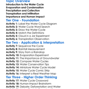Water Cycle In Nature Worksheet Activity Booklet