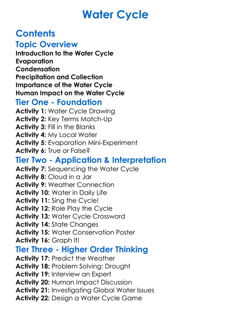 Water Cycle Worksheet Activity Booklet