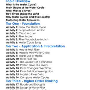 Water Cycles And Rivers Worksheet Activity Booklet