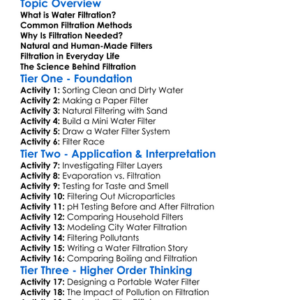 Water Filtration Worksheet Activity Booklet