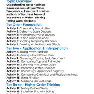 Water Hardness Removal Worksheet Activity Booklet