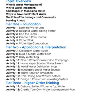 Water Management Worksheet Activity Booklet