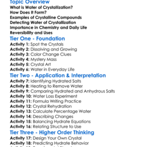 Water Of Crystallization Worksheet Activity Booklet