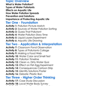 Water Pollution And Aquatic Life Worksheet Activity Booklet