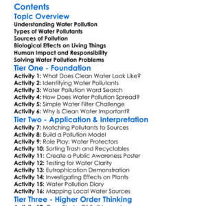 Water Pollution And Its Biological Effects Worksheet Activity Booklet