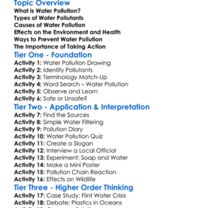 Water Pollution And Its Effects Worksheet Activity Booklet