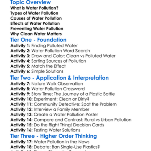 Water Pollution Worksheet Activity Booklet