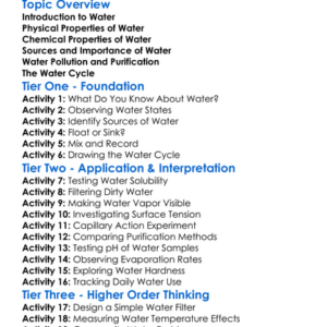 Water Properties And Purification Worksheet Activity Booklet