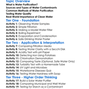 Water Purification And Testing Worksheet Activity Booklet