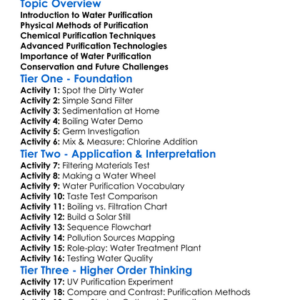 Water Purification Methods Worksheet Activity Booklet