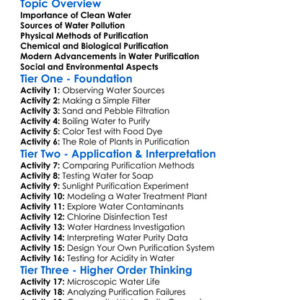 Water Purification Worksheet Activity Booklet