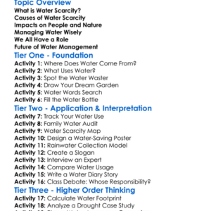 Water Scarcity And Management Worksheet Activity Booklet