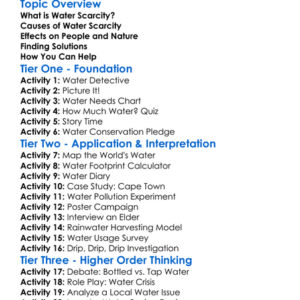 Water Scarcity Worksheet Activity Booklet