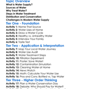 Water Supply And Treatment Worksheet Activity Booklet
