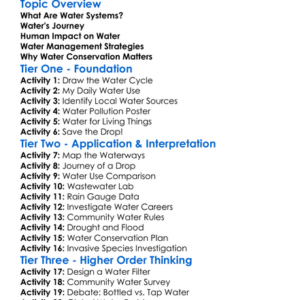 Water Systems And Management Worksheet Activity Booklet