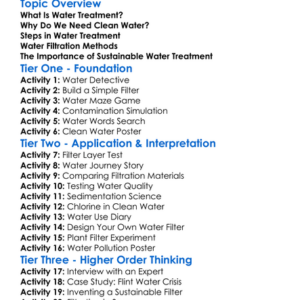 Water Treatment And Filtration Worksheet Activity Booklet