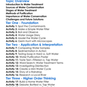 Water Treatment And Purification Worksheet Activity Booklet