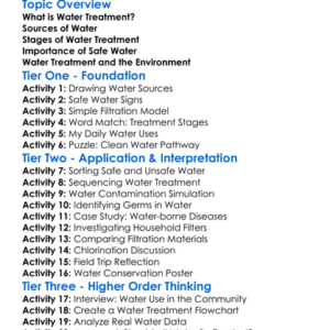 Water Treatment Worksheet Activity Booklet