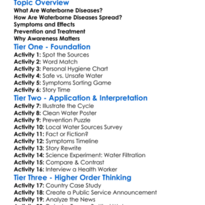 Waterborne Diseases Worksheet Activity Booklet