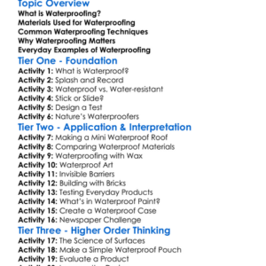 Waterproofing Techniques Worksheet Activity Booklet