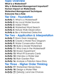 Watershed Management Worksheet Activity Booklet