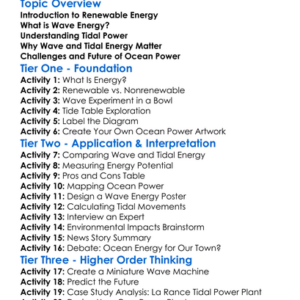Wave Energy And Tidal Power Worksheet Activity Booklet
