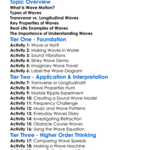 Wave Motion And Types Of Waves Worksheet Activity Booklet