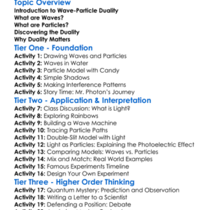 Wave-Particle Duality Worksheet Activity Booklet