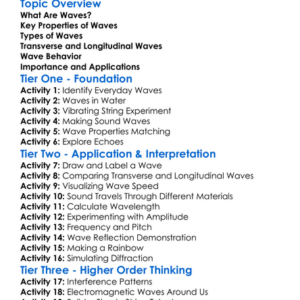 Wave Properties And Types Worksheet Activity Booklet