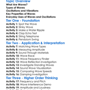 Waves And Oscillations Worksheet Activity Booklet